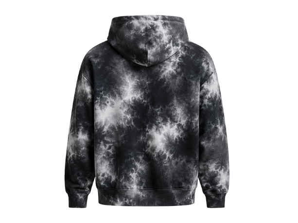 Tie Dye Half Zip Hoodie Black Grey and White All Over Design | B2B Low MOQ