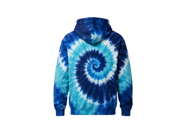Tie Dye Full Zip Hoodie Blue Aqua and White Spiral Design | B2B Low MOQ