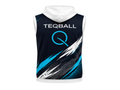 Custom Sleeveless Teqball Hoodie – Black Cyan Graphic Teamwear for Wholesale Sports Buyers