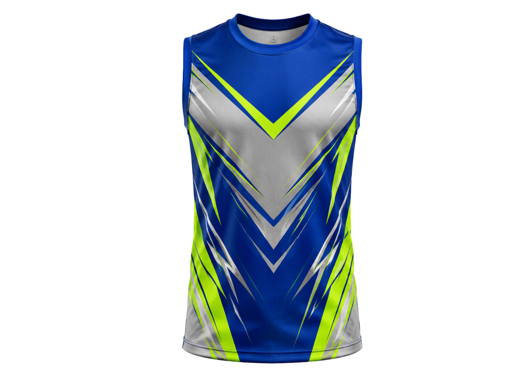 Wholesale Blue,grey & Neon Green Flag Football Jersey Bulk Custom Team Uniform, Low MOQ, Performance Sportswear front design preview
