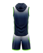 Custom Navy Lime 7v7 Football Uniform – Sleeveless Hooded Team Set