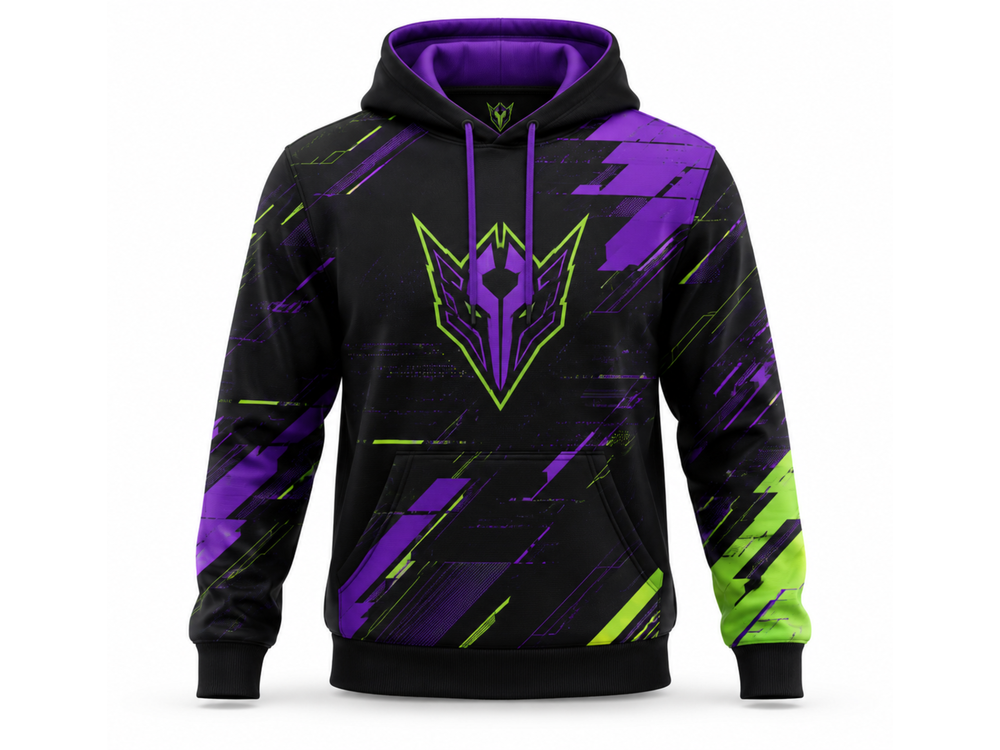 Custom Esports Hoodie | Wholesale Gaming Team Pullover Hoodie | Black Blue Green | Apparels Bridge front design preview