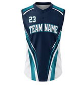 Custom Navy Teal Baseball Vest | Wholesale Sleeveless Team Jersey for Bulk Orders