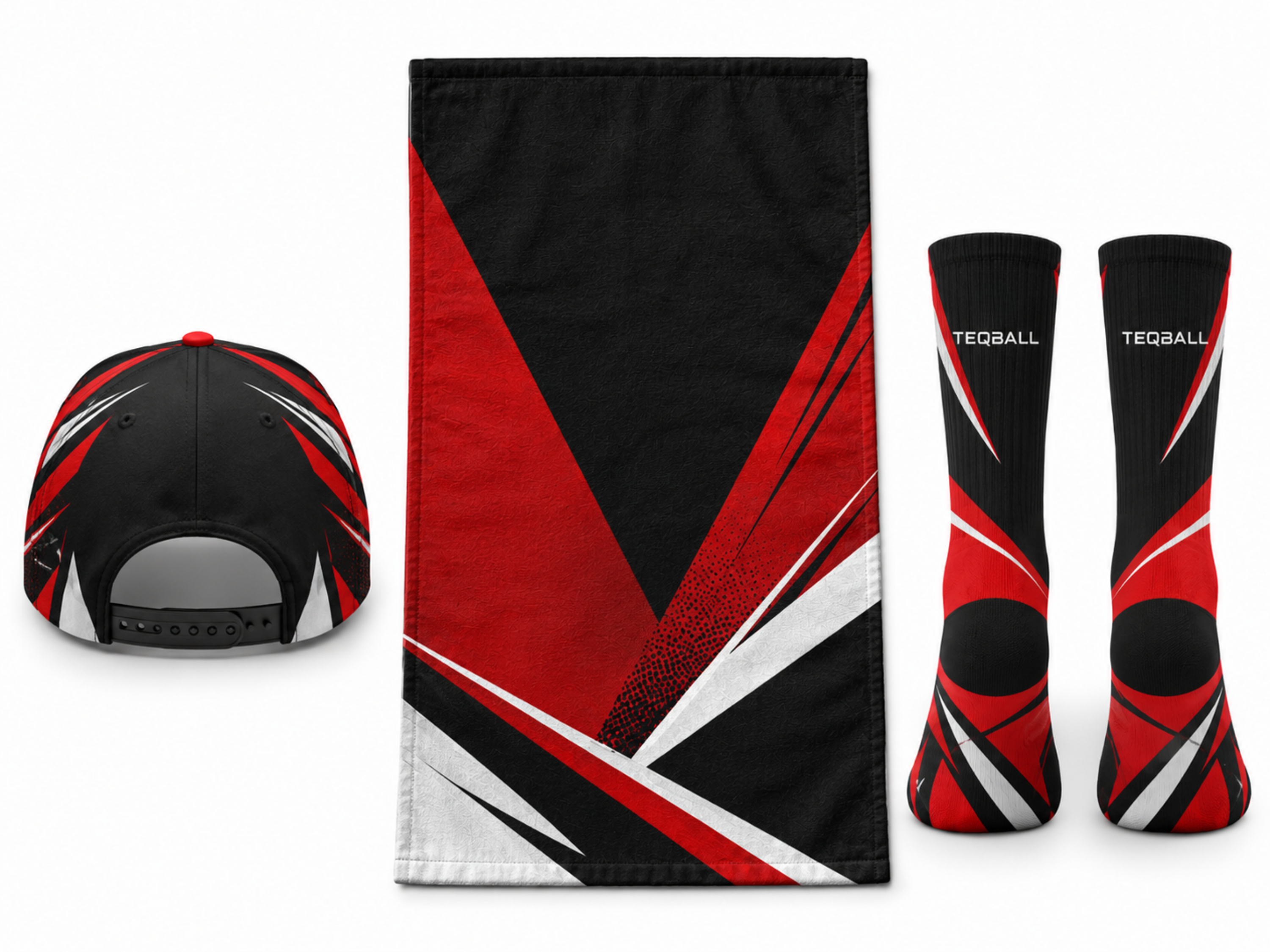 Custom Teqball Accessories Kit – Black Red Cap Towel Socks for Wholesale Buyers