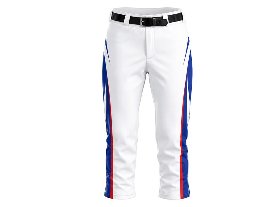 Custom White Blue Baseball Pants | Wholesale Team Uniform Pants for Bulk Orders design preview