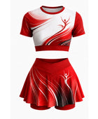 Custom Dance Team Crop Top and Skirt Uniform – Red White Wholesale Performance Teamwear