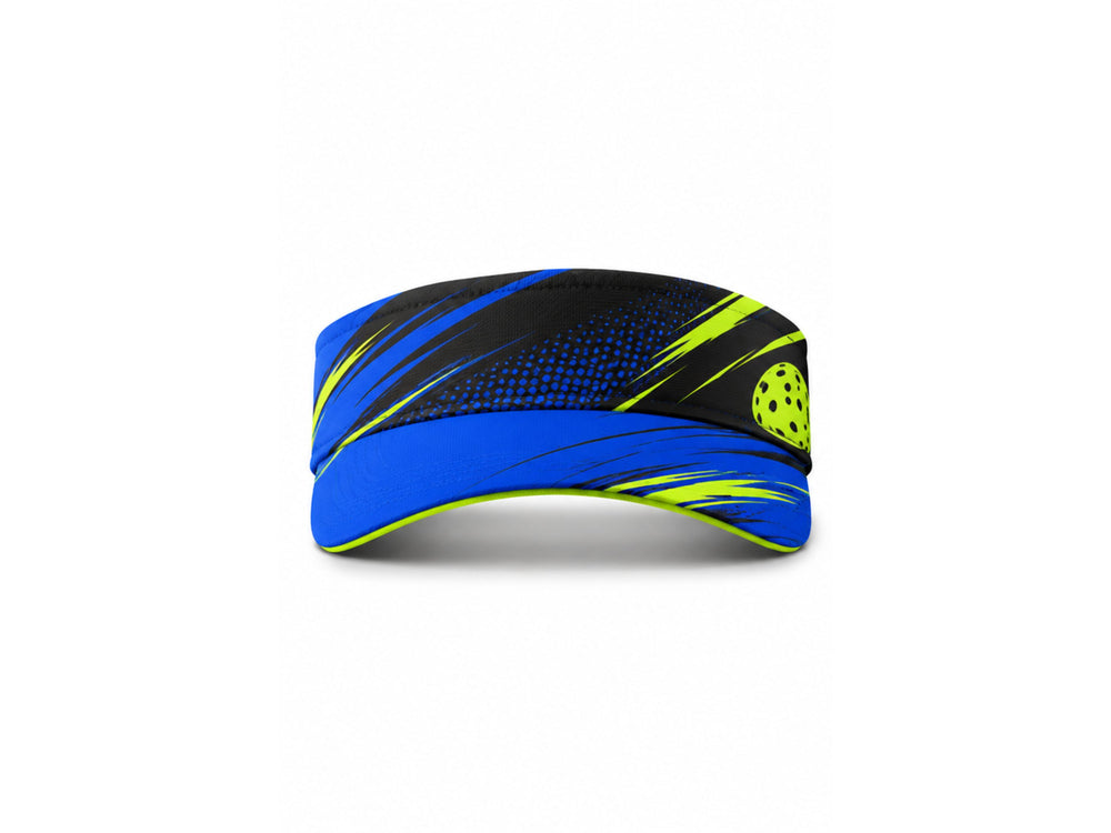 Custom Pickleball Visor | Wholesale Pickleball Team Visor | Royal Blue Black Lime Green | Apparels Bridge front design preview