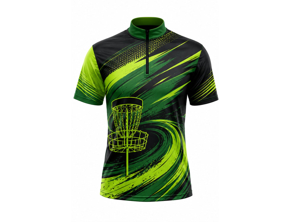 Disc Golf Jersey Green & Black Team Performance Sportswear B2B Low MOQ front design preview