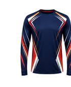 Custom Navy Red Soccer Tournament Shirt | Wholesale Long Sleeve Event Apparel