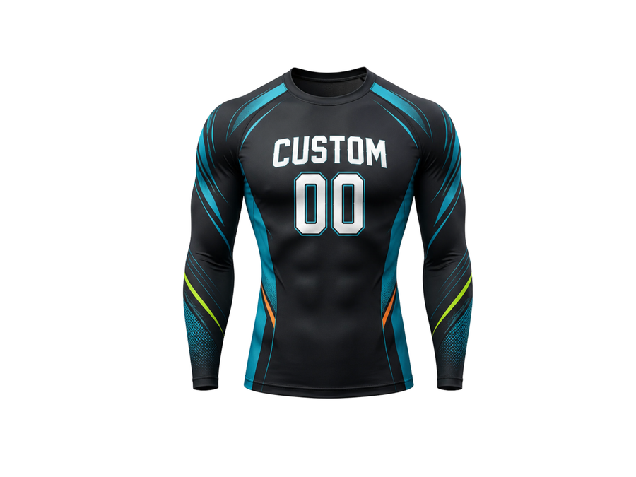 Custom Black Soccer Compression Shirt | Wholesale Long Sleeve Team Base Layer design preview