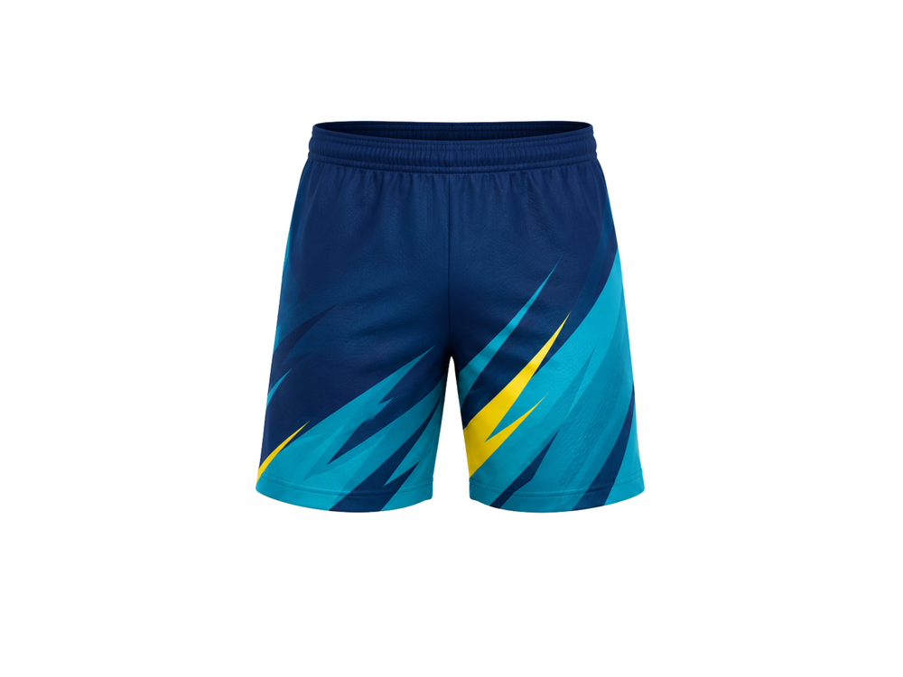 Wholesale Soccer Shorts – Teal & Navy Performance Shorts, Low MOQ, In-House Manufacturing front design preview