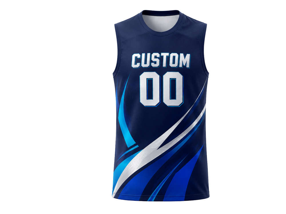 Custom Navy Blue Volleyball Libero Jersey Sublimated Sleeveless Team Uniform front design preview
