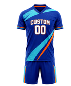 Custom Blue Soccer Training Wear | Wholesale Short Sleeve Team Kit for Bulk Orders
