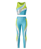 Custom Dance Team Uniform – Light Blue & Lime Performance Outfit – Wholesale & Low MOQ