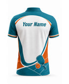 Custom Pickleball Jersey | Wholesale Pickleball Team Polo | Teal White Orange | Apparels Bridge