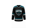 Custom Home Away Ice Hockey Jersey – Black Teal White Sublimated Team Hockey Jersey Wholesale