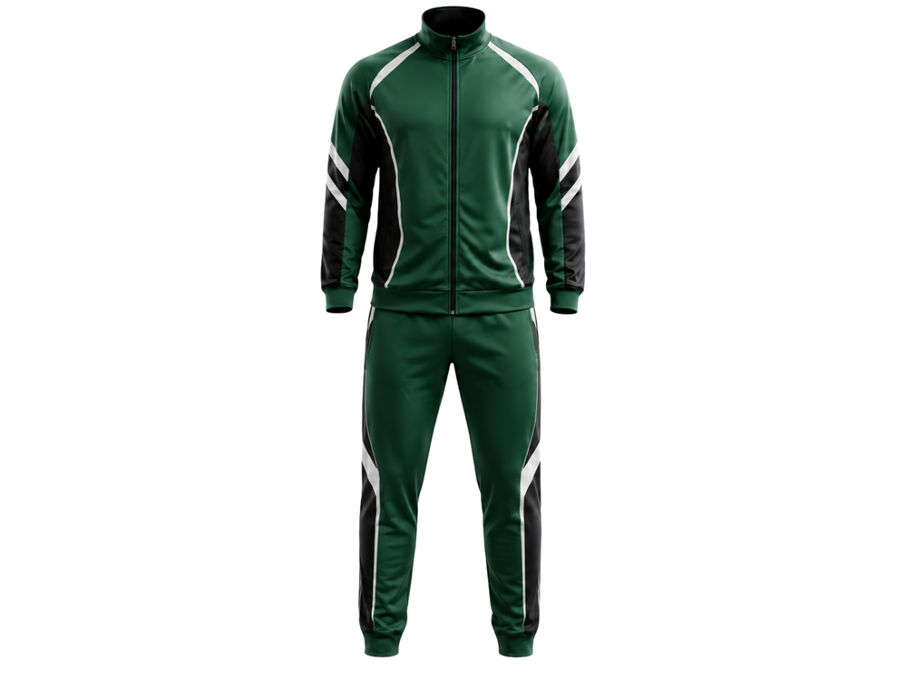 Custom Green Rugby Warmup Tracksuit | Wholesale Team Jacket and Pants Set for Bulk Orders front design preview