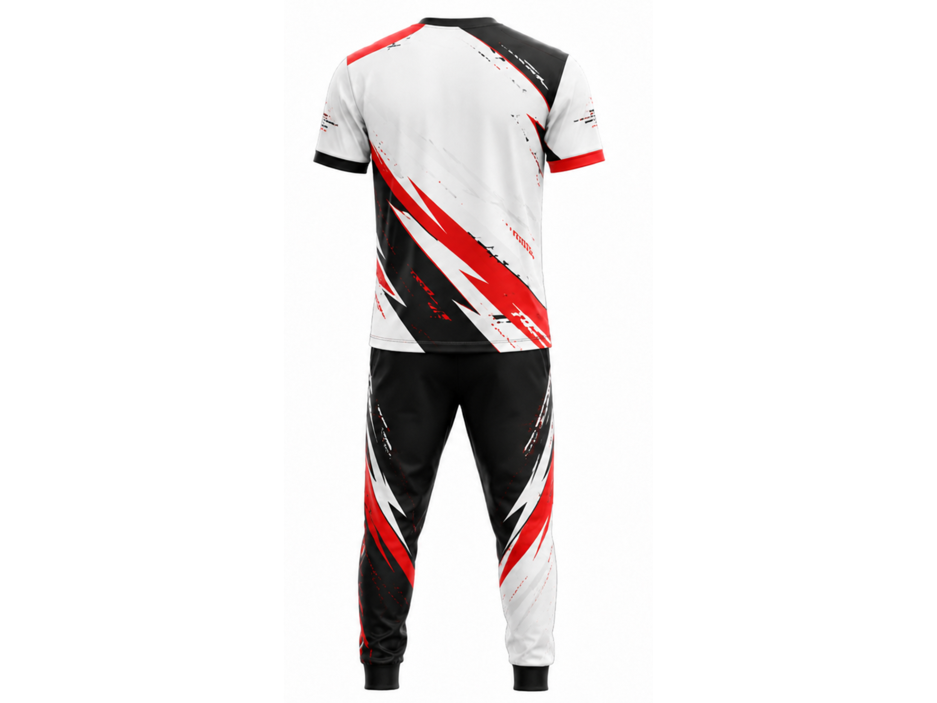 Custom Esports Team Uniform Wholesale Gaming Jersey and Pants Set White Black Red Apparels Bridge