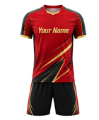 Red, Black & Gold Ping Pong Uniform – Team Table Tennis Jersey & Shorts, Wholesale Bulk, Low MOQ