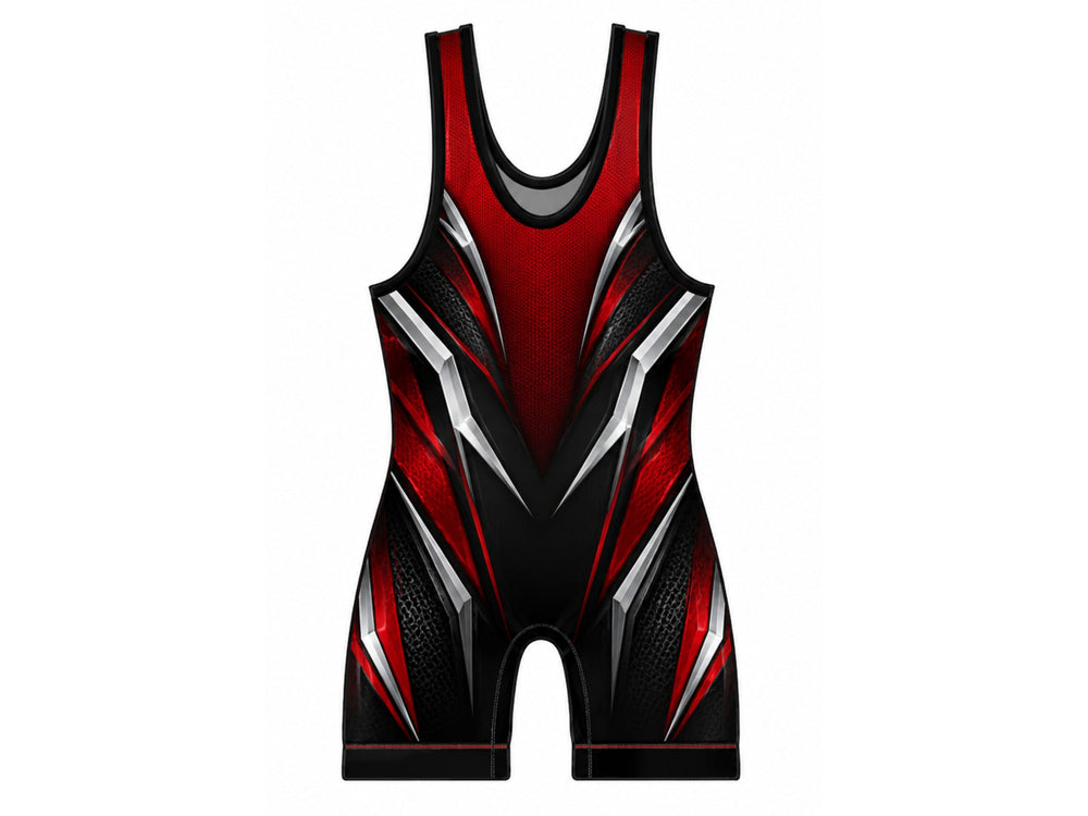 Custom Red & Black Wrestling singlet Performance Team Singlet Wholesale Bulk Low MOQ front design preview