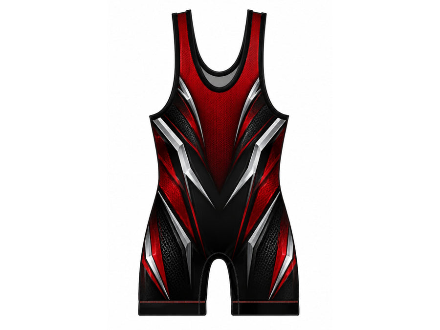 Red & Black Wrestling Uniform – Performance Team Singlet, Wholesale Bulk, Low MOQ design preview