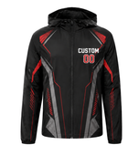 Custom Black Red Soccer Hoodie Jacket | Wholesale Team Outerwear for Bulk Orders