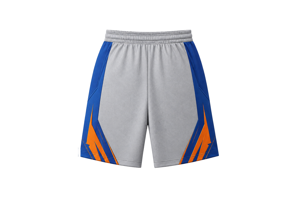 B2B Chase Tag Shorts Gray & Blue Bulk Activewear Low MOQ Wholesale front design preview