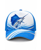 Custom Fishing Cap | Wholesale Fishing Team Hat | Blue White Marlin | Apparels Bridge
