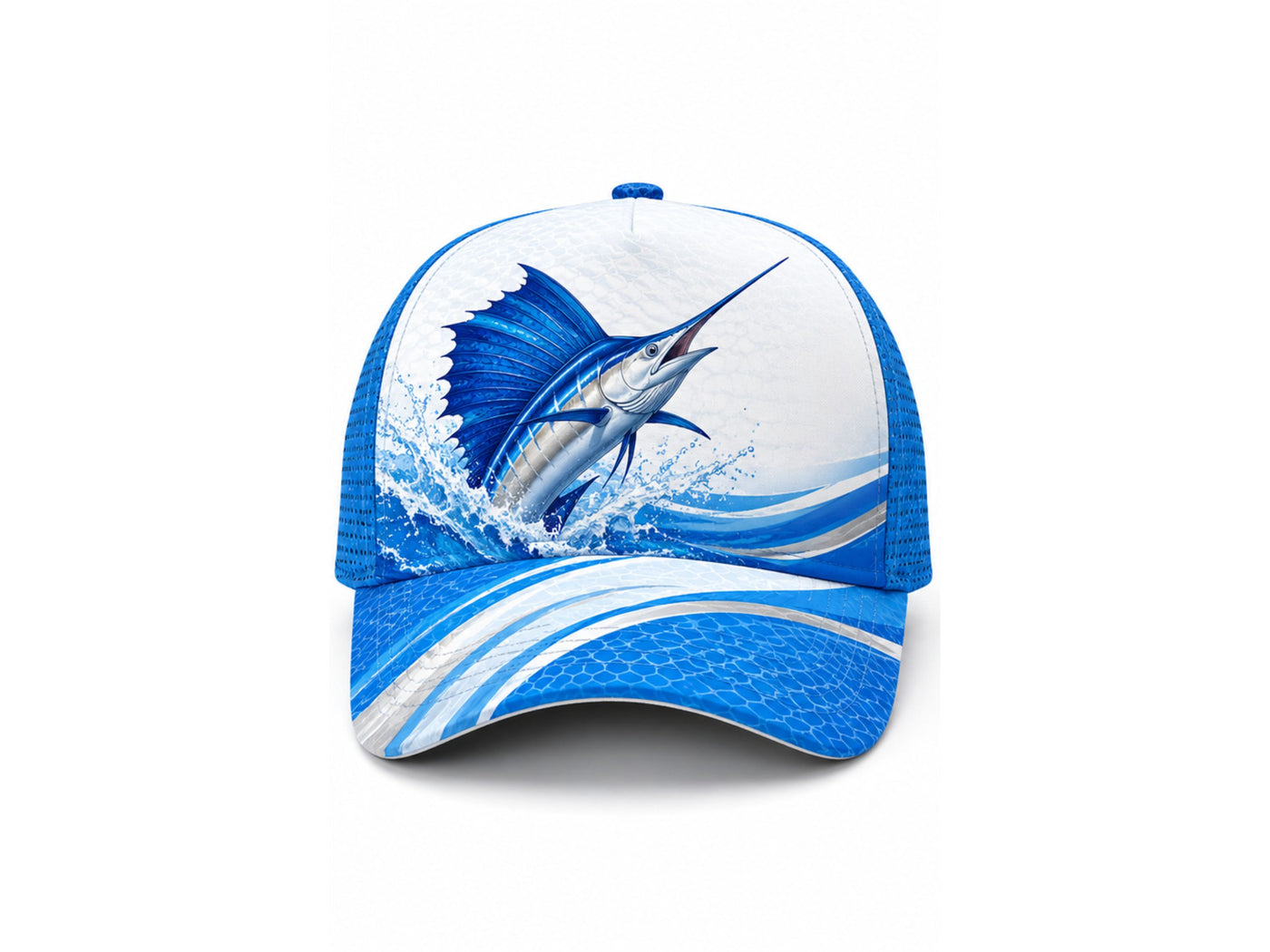 Custom Fishing Cap | Wholesale Fishing Team Hat | Blue White Marlin | Apparels Bridge