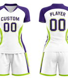 Custom Women’s Flag Football Uniform – White Purple Lime Sublimated Polyester Teamwear