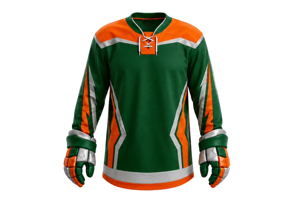 Green Custom Ice Hockey Jersey – Wholesale Bulk Team Kit, Low MOQ, B2B Performance Apparel front design preview