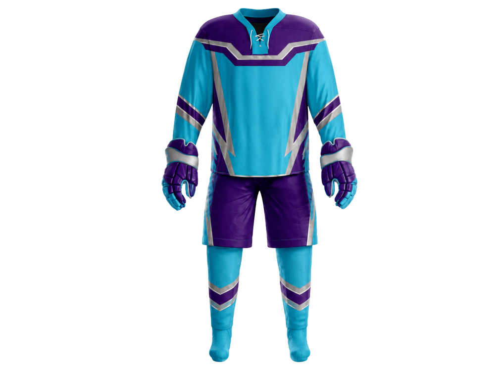 Blue Custom Ice Hockey Uniform – Wholesale Bulk Team Kit, Low MOQ, B2B Performance Apparel front design preview