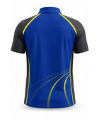 Custom Track & Field Coach Polo Shirt | Wholesale Athletics Staff Polo | Blue Black Yellow | Apparels Bridge