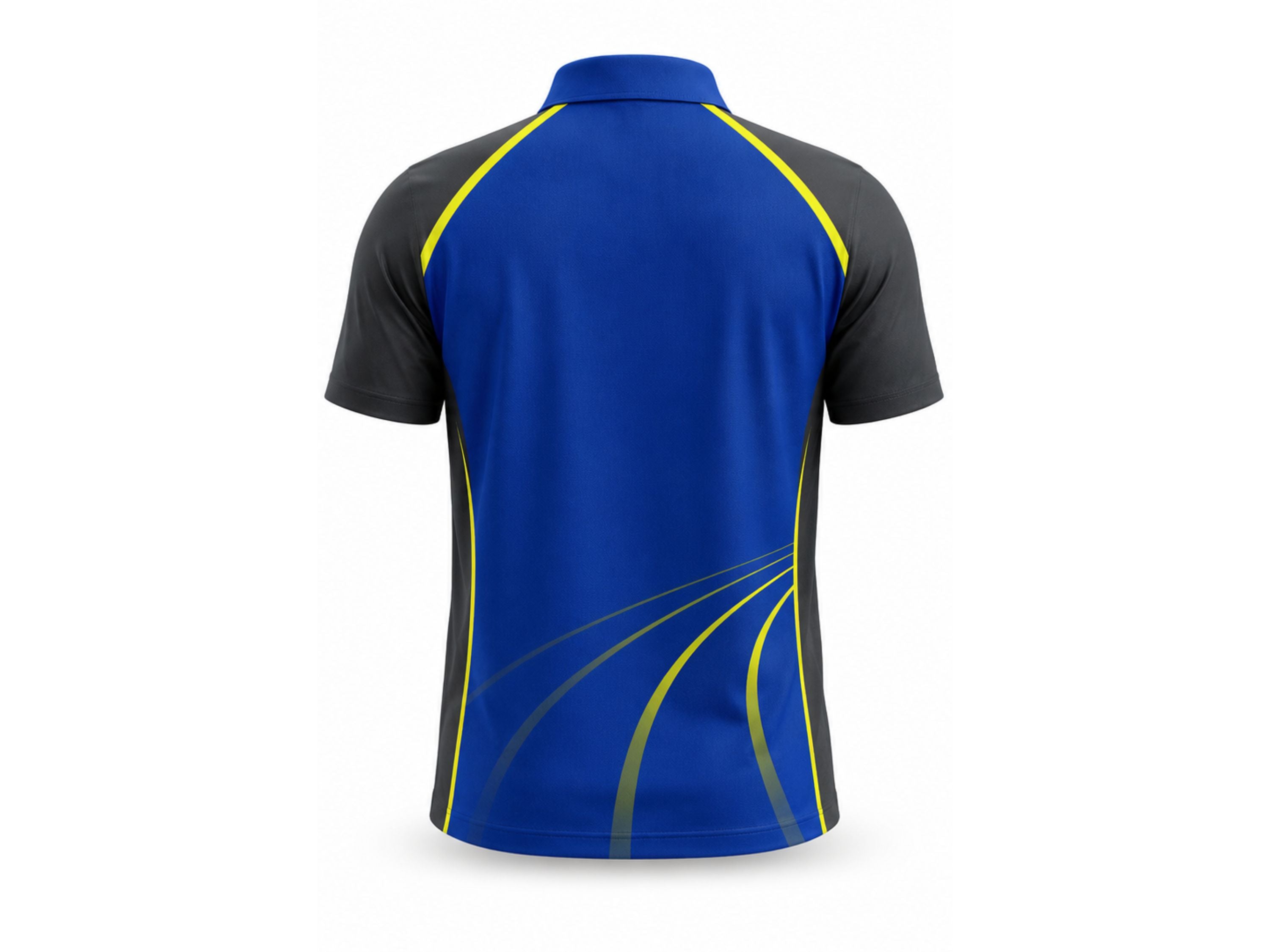 Custom Track & Field Coach Polo Shirt | Wholesale Athletics Staff Polo | Blue Black Yellow | Apparels Bridge