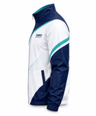 Custom White Navy Tennis Warm Up Jacket Teal Team Jacket for Clubs
