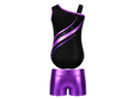Custom Gymnastics Unitard | Wholesale Long Sleeve Leotard and Leggings Set | Purple Black Sparkle | Apparels Bridge