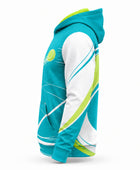 Custom Teal Tennis Hoodie  White Lime Team Warm-Up Hoodie for Clubs