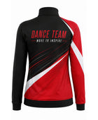 Custom Dance Team Jacket | Wholesale Dance Studio Full-Zip Jacket | Black Red White | Apparels Bridge