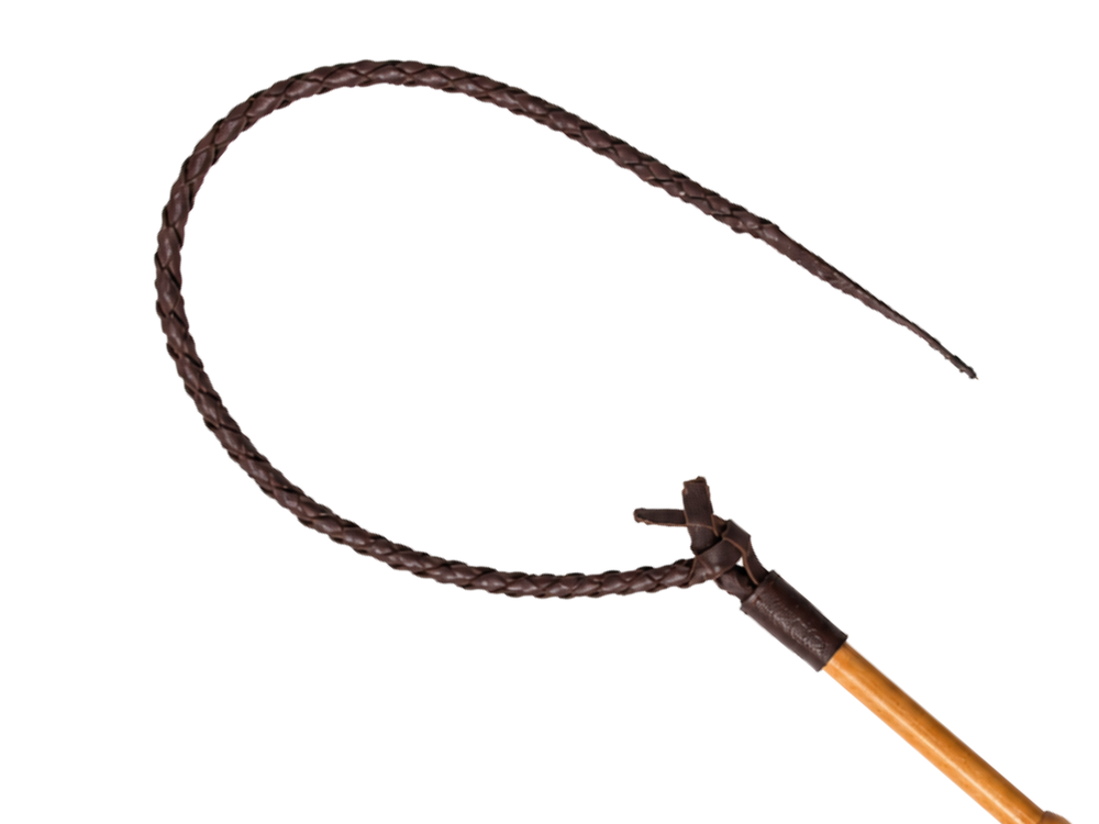 Wooden Handle Hunting Leather Whip – Tan Brown | B2B Low MOQ front design preview