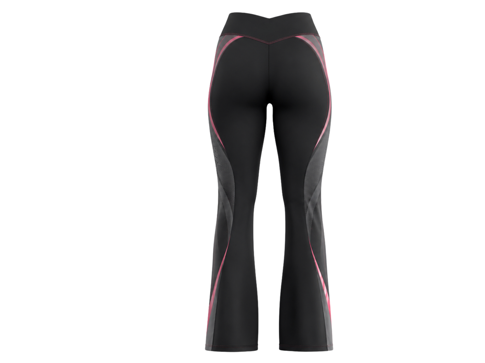 Wholesale Training Lifestyle Flared Leggings Gym Leggings Black Pink front design preview