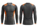 Custom MMA Rash Guard Full Sleeve – Charcoal Orange Combat Teamwear for Wholesale Buyers