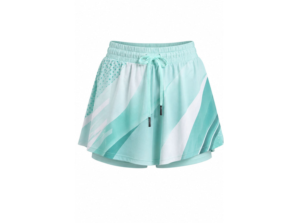 Aqua & White Pickleball Shorts – Team Performance Sportswear, Wholesale Bulk, Low MOQ front design preview