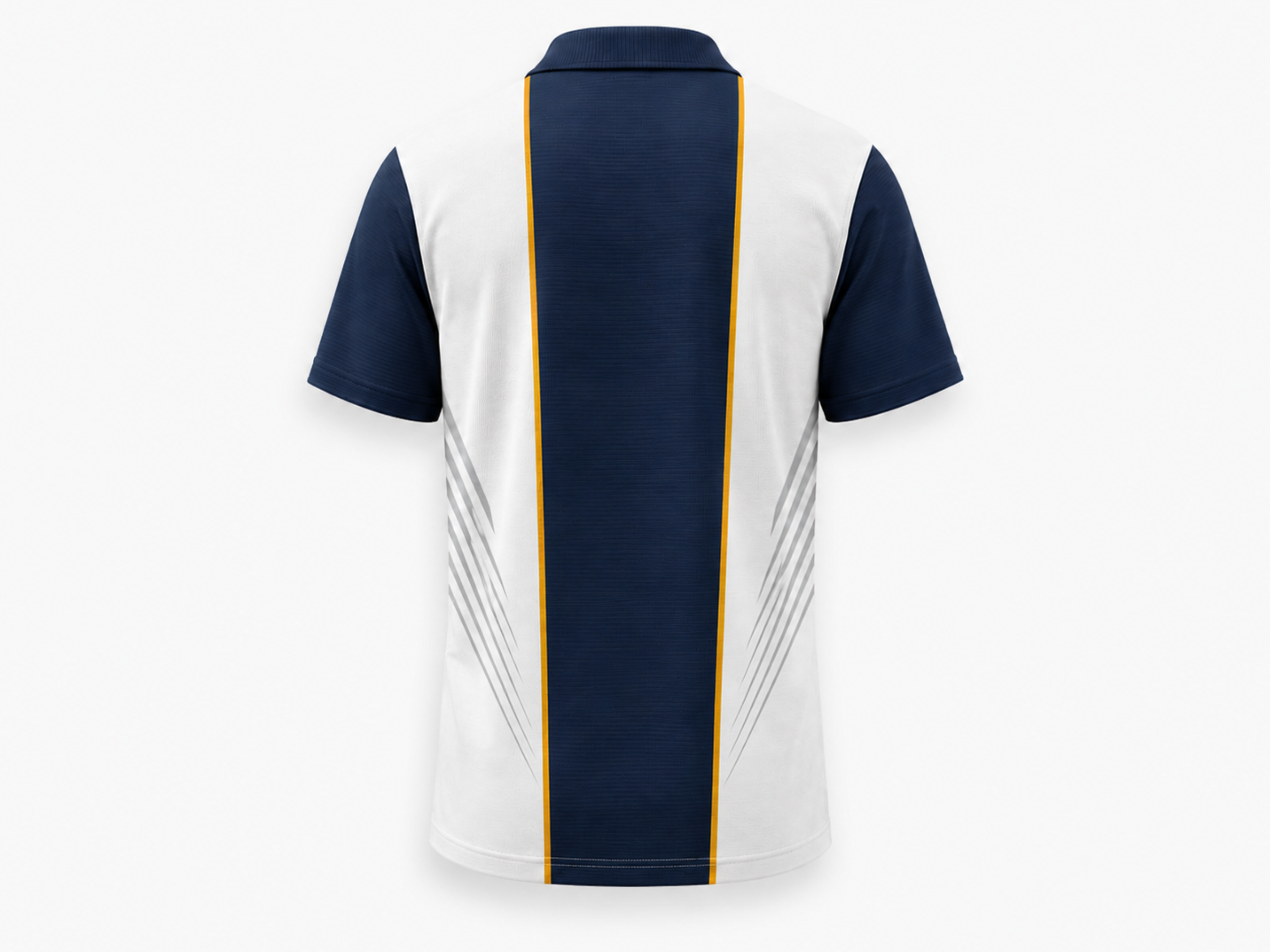Custom Training and Lifestyle Polo Shirt | Wholesale Gym Team Polo | White Navy Gold | Apparels Bridge