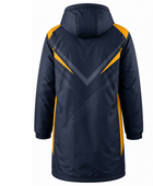 Custom Navy Yellow Football Jacket – Hooded Team Bench Coat for Clubs