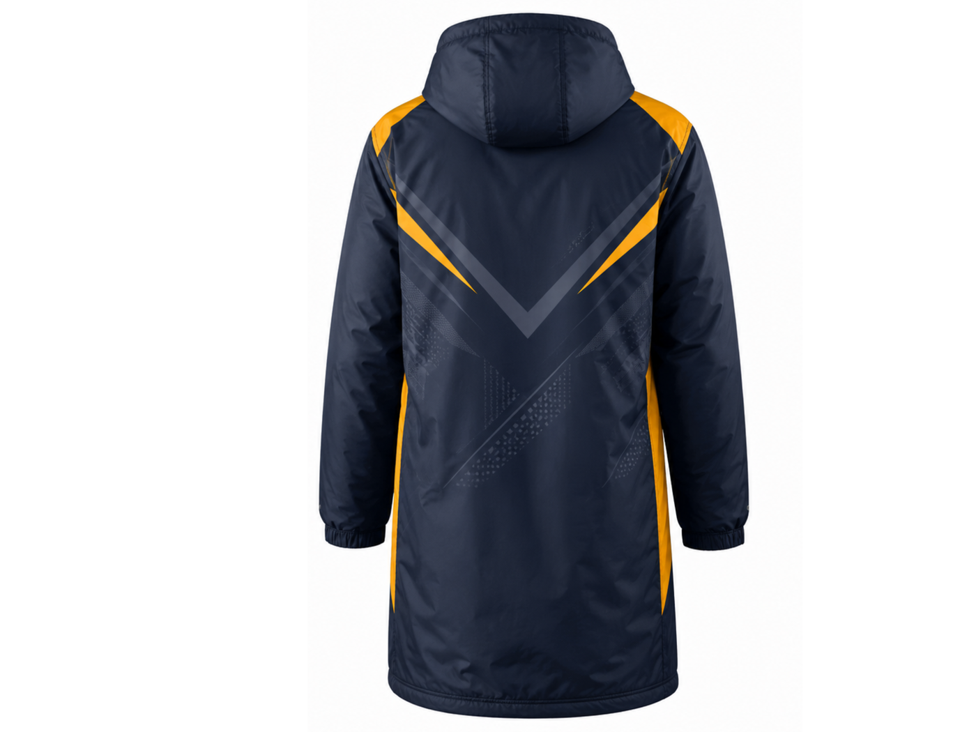 Custom Navy Yellow Football Jacket – Hooded Team Bench Coat for Clubs