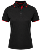 Ladies Contrast Pique Polo Shirt Black and Red | B2B Low MOQ Hospitality Workwear Manufacturer