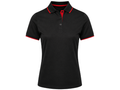 Ladies Contrast Pique Polo Shirt Black and Red | B2B Low MOQ Hospitality Workwear Manufacturer