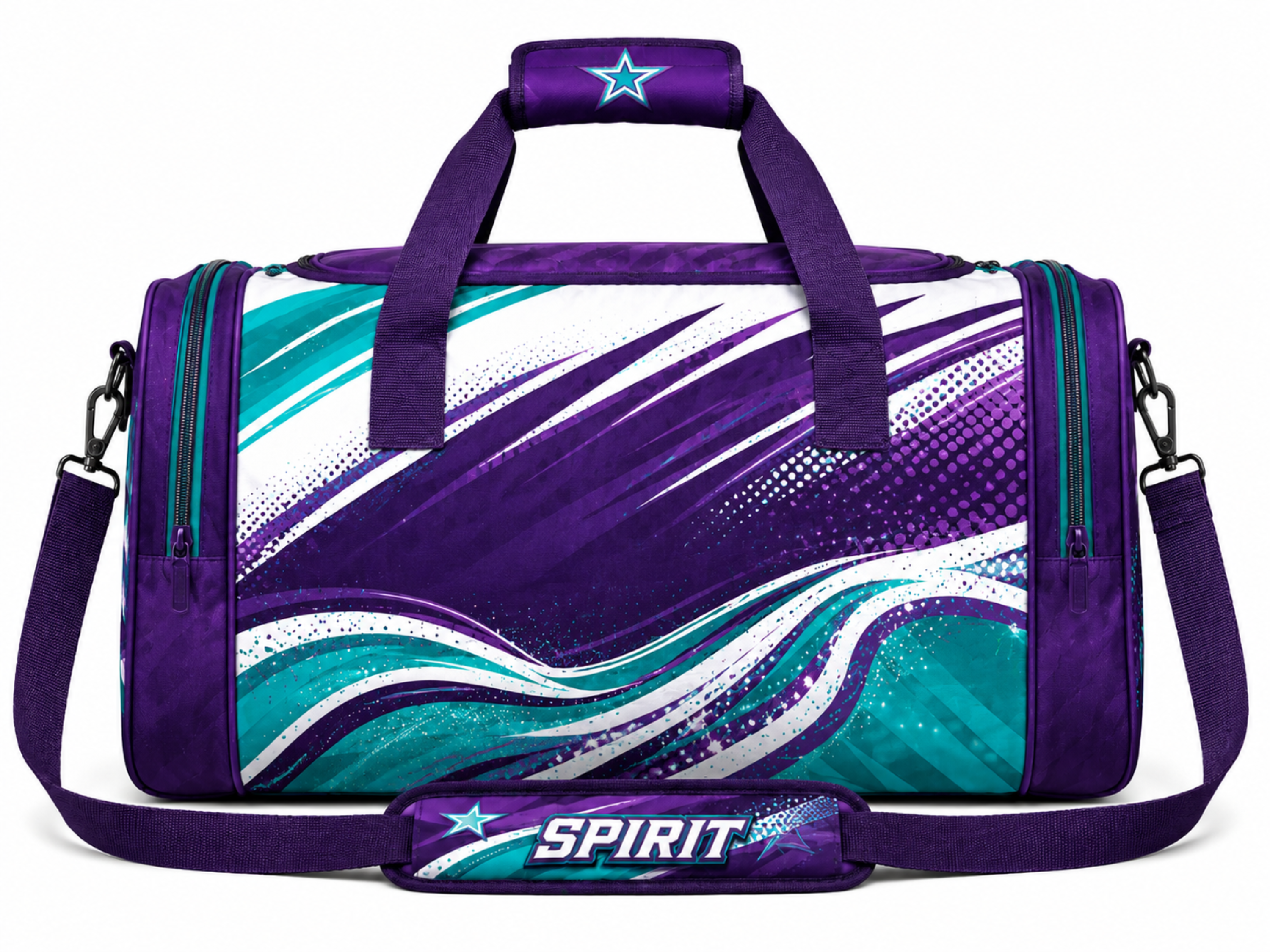 Custom Purple Teal Cheer Duffle Bag – Wholesale Spirit Team Gear Bag