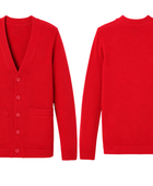 School V-Neck Sweater Cardigan Red | B2B Low MOQ Wholesale Manufacturer