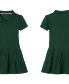 School Short Sleeve Ruffle Piqué Polo Dress Forest Green | B2B Low MOQ Wholesale